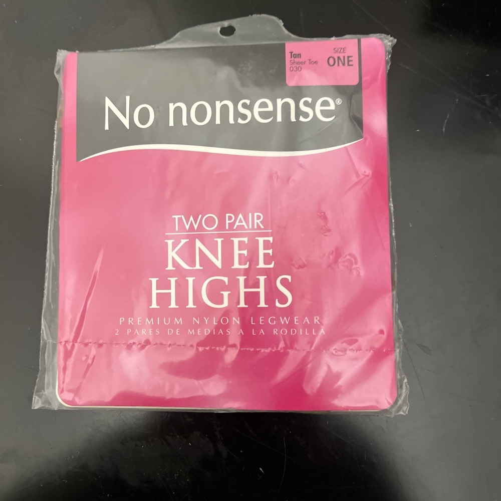 No Nonsense Knee Highs Tan Pack of 2 Sheer Toe Size One - Made In Italy.